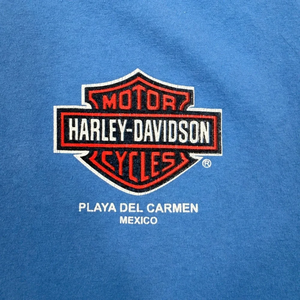 Harley Davidson Playa Del Carmen Mexico Sleeveless T-Shirt Mens Large Blue - Picture 7 of 9